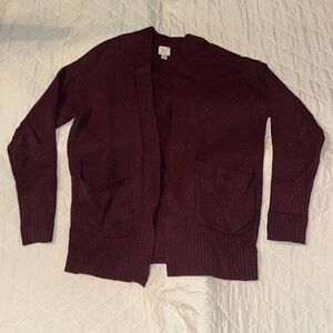 A NEW DAY CARDIGAN POCKET SWEATER OVERSIZE STRETCHY MULBERRY WOMENS XS